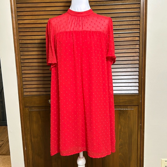 Solution Dresses & Skirts - Swiss Dot Loose Fit or Maternity Red Dress Size M